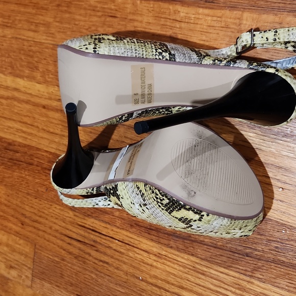 Leather Animal Print Peeptoe Platform Heels - Picture 3 of 4